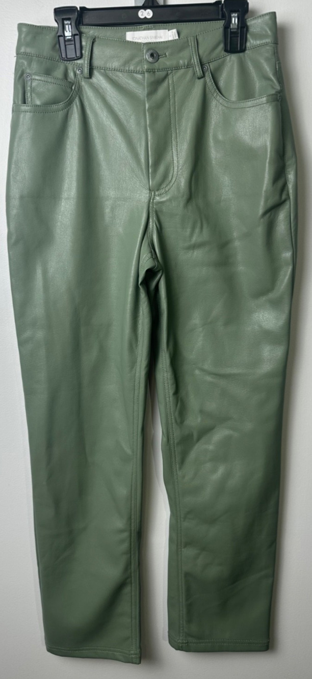 Jonathan Simkhai 2 River Crop Ankle Pant Women Vegan Faux Leather Straight A23